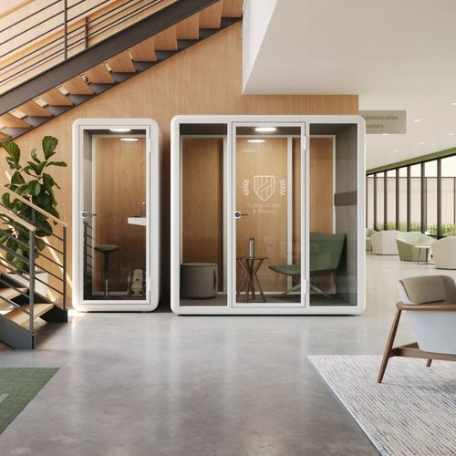 Опорная рабочий стол POD - KIMBALL Office - со встроенным светодиодным светильником / из ткани / из стекла