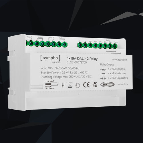 Блок управления для освещения - SYMPHO 4x16A DALI-2 Relay - Traxon Technologies - на DIN-рейке / для интерьера / для бытового использования