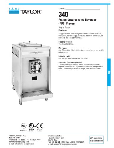 340 Frozen Uncarbonated Beverage (FUB) Freezer