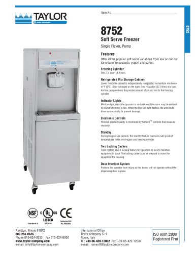 8752 Soft Serve Freezer