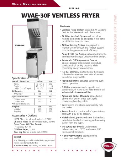 Ventless Fryers:WVAE30F