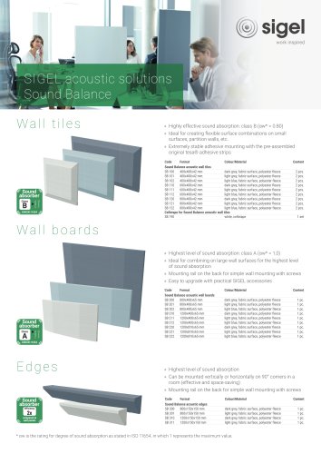 SIGEL Product Overview Room Acoustics Solutions Sound Balance