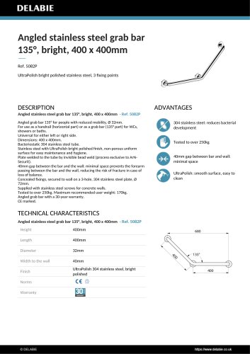 Angled stainless steel grab bar - 5082P