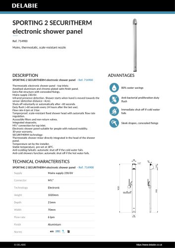 SPORTING 2 SECURITHERM electronic shower panel