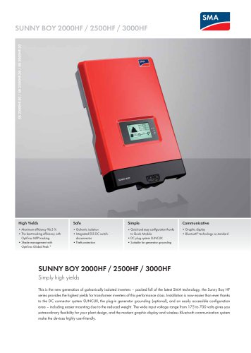 SUNNY BOY 2000HF / 2500HF / 3000HF