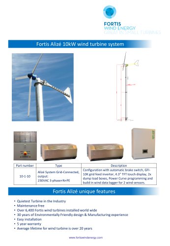 Alize 10kW wind turbine system Grid Connected