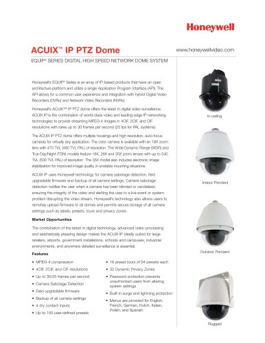 ACUIX IP PTZ Dome Datasheet