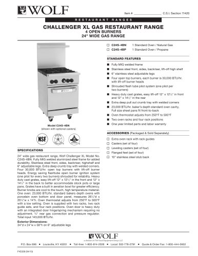 CHALLENGER XL GAS RESTAURANT RANGE