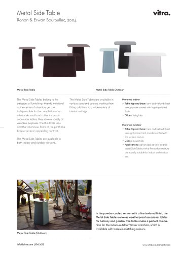 Metal Side Table Factsheet