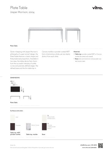 Plate Table Factsheet