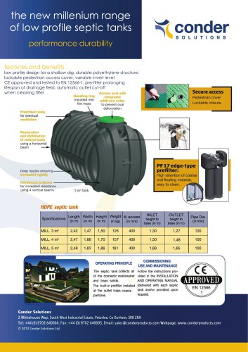 Millenium Range Septic Tanks 3m³ to 5m³