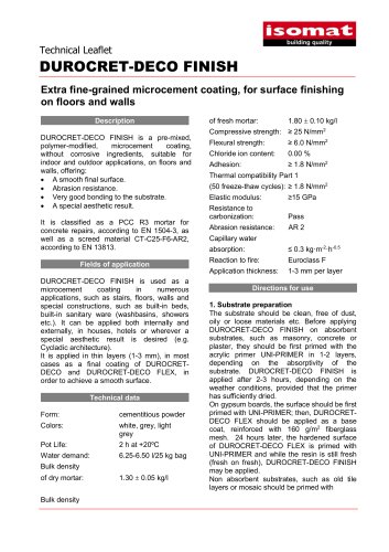 Technical Datasheet DUROCRET-DECO FINISH