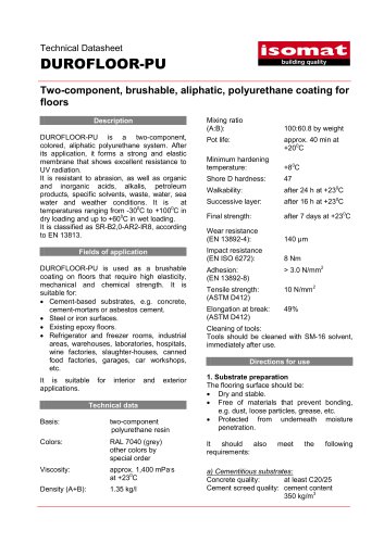 Technical Datasheet DUROFLOOR-PU