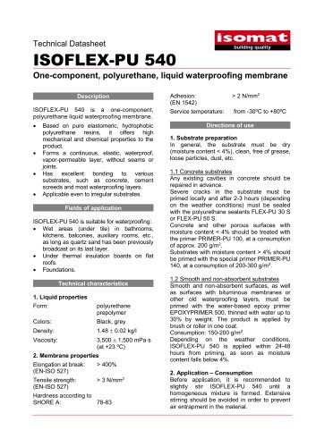 Technical Datasheet ISOFLEX-PU 540