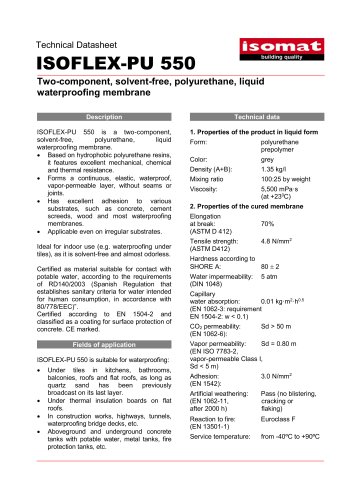 Technical Datasheet ISOFLEX-PU 550