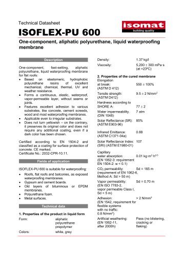 Technical Datasheet ISOFLEX-PU 600