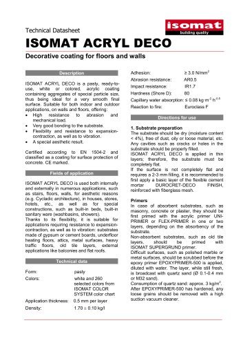 Technical Datasheet ISOMAT ACRYL DECO