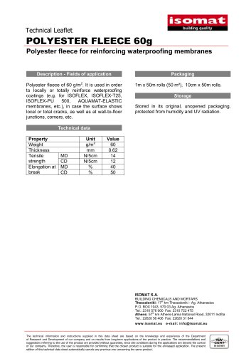 Technical Datasheet POLYESTER FLEECE