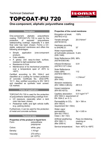 Technical Datasheet TOPCOAT-PU 720