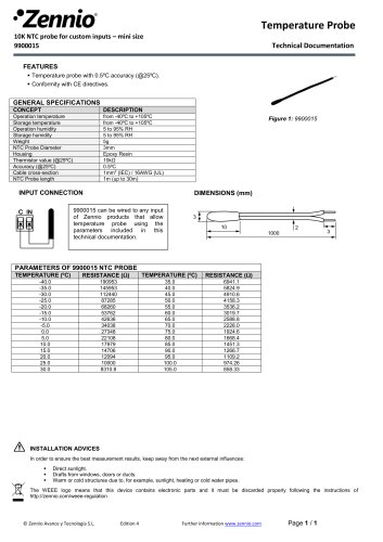 10K NTC probe for custom inputs – mini size 9900015