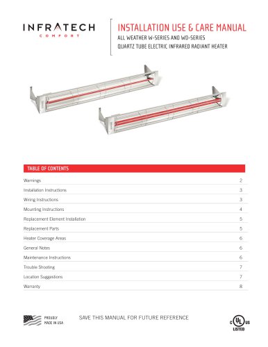 W & WD-SERIES COMFORT HEAT APPLICATION/INSTALLATION GUIDE