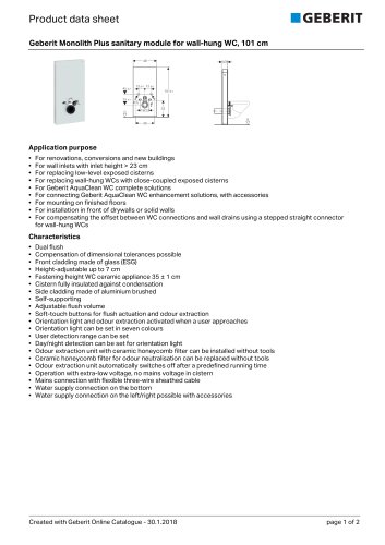 Geberit Monolith Plus sanitary module for wall-hung WC, 101 cm