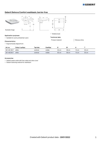 Geberit Selnova Comfort washbasin, barrier-free