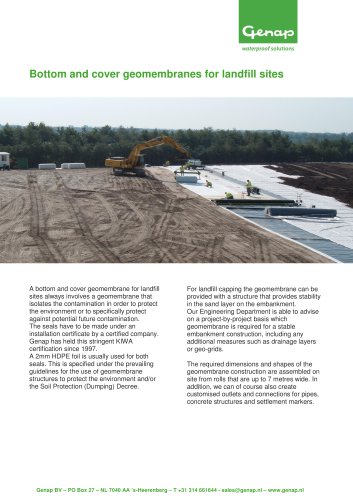 Bottom and cover geomembranes for landfill sites