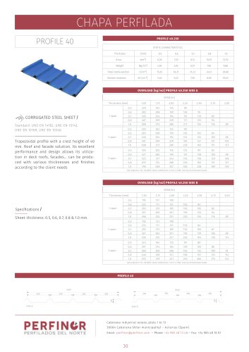 PROFILE 40 mm CORRUGATED STEEL SHEET