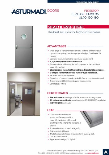 FIRESTOP EI2 60 C5 | EI2 90 C5 | UL90-120-180 STAINLESS-STEEL