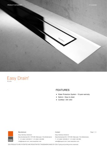 Easy drain Product datasheet