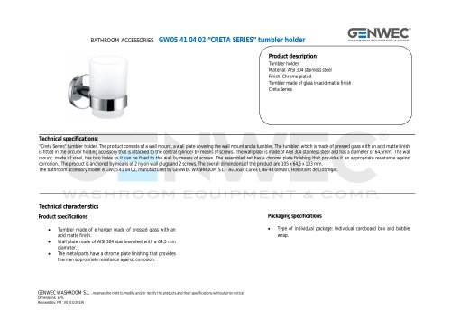 GW05 41 04 02 &ldquo;CRETA SERIES&rdquo; tumbler holder