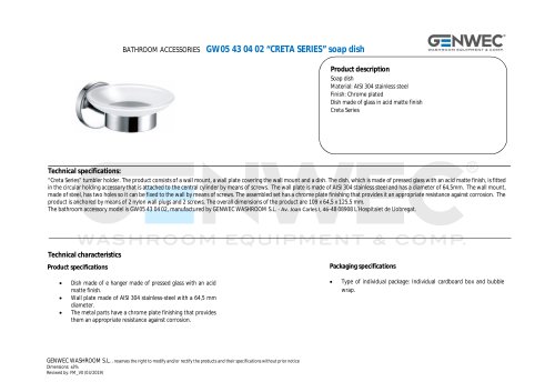 GW05 43 04 02 &ldquo;CRETA SERIES&rdquo; soap dish