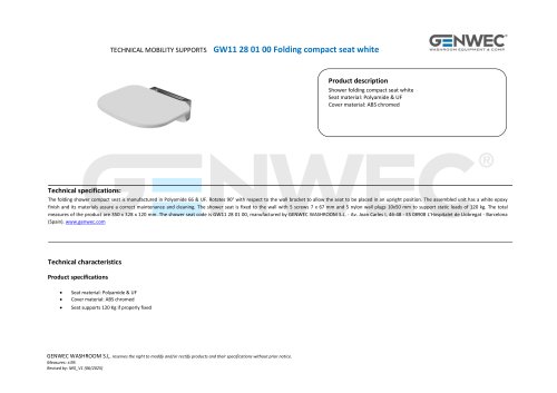 GW11 28 01 00 Folding compact seat white
