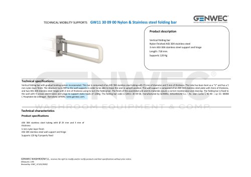 GW11 30 09 00 Nylon & Stainless steel folding bar