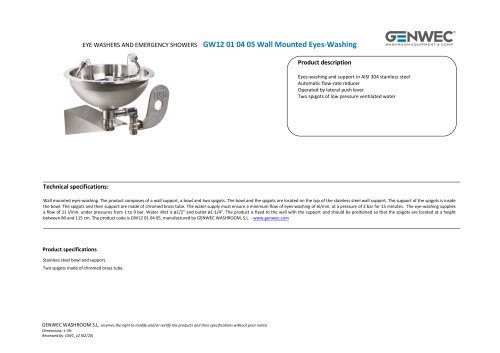 GW12 01 04 05 Wall Mounted Eyes-Washing