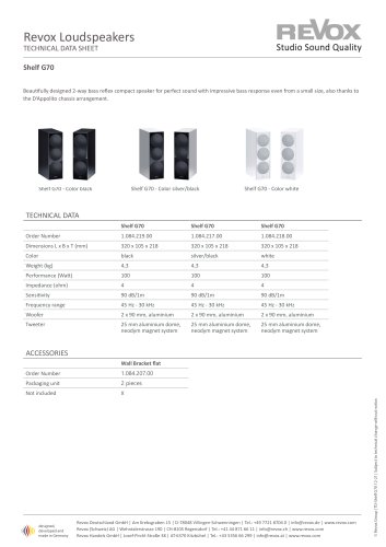 Revox Shelf G70 data sheet