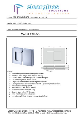 NRG HYDRAULIC AUTO Glass Hinge Version 2.0