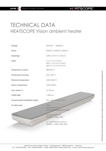 EN: HEATSCOPE VISION Technical Data