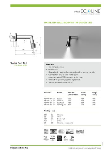 Mashbasin wall-mounted tap Design Line 175