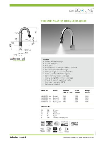 Washbasin pillar tap Design Line IR-Sensor 125