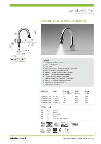 Washbasin pillar tap Design Line IR-Sensor 150