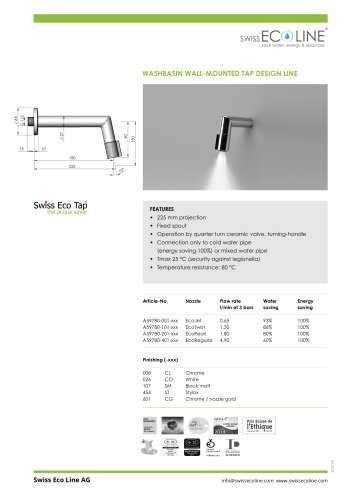 Washbasin wall-mounted tap Design Line 225