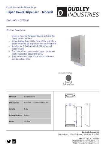 Paper Towel Dispenser - Tapered