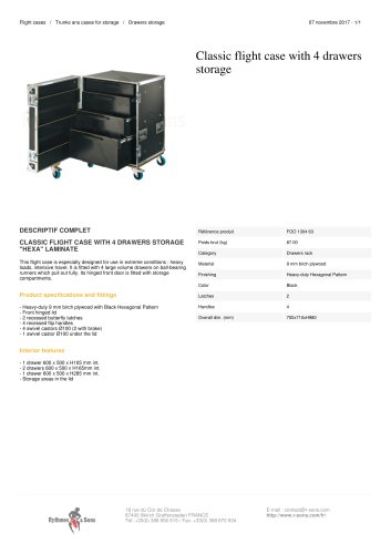 CLASSIC FLIGHT CASE WITH 4 DRAWERS STORAGE