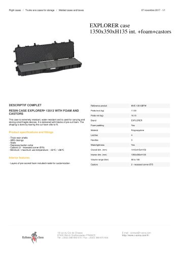 EXPLORER CASE 1350X350XH135 INT. +FOAM+CASTORS