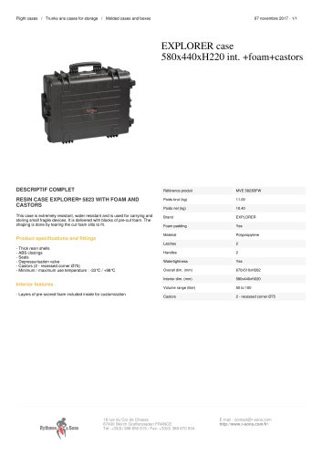 EXPLORER CASE 580X440XH220 INT. +FOAM+CASTORS