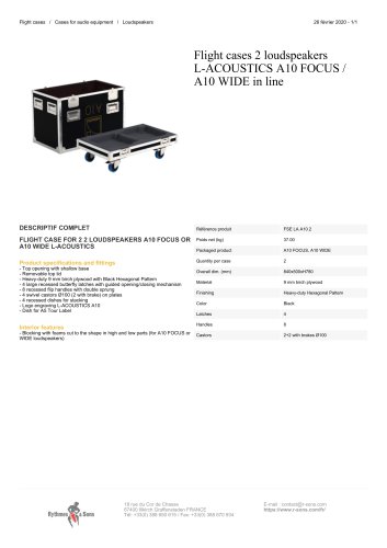 Flight cases 2 loudspeakers L-ACOUSTICS A10 FOCUS / A10 WIDE in line