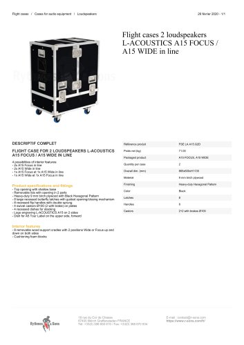 Flight cases 2 loudspeakers L-ACOUSTICS A15 FOCUS / A15 WIDE in line