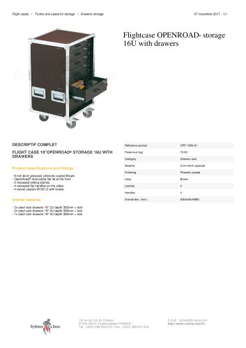 FLIGHTCASE OPENROAD® STORAGE 16U WITH DRAWERS